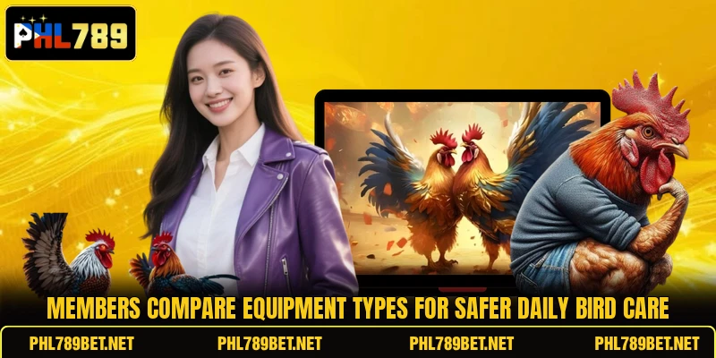 Members compare equipment types for safer daily bird care