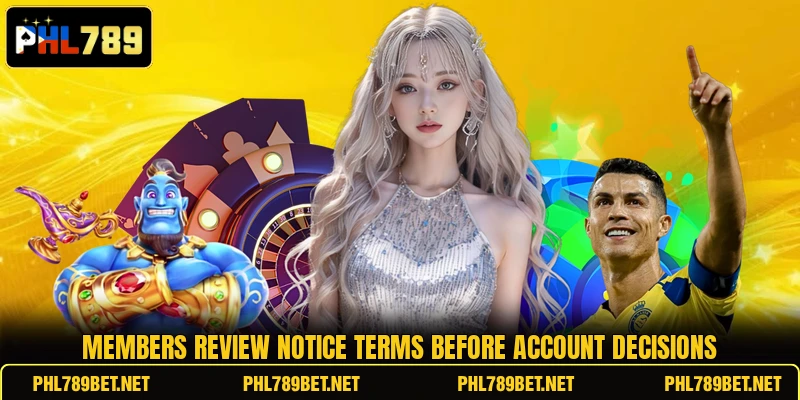 Members review notice terms before account decisions