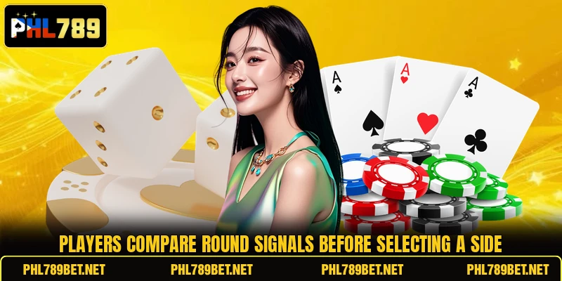 Players compare round signals before selecting a side