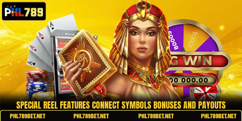 Special reel features connect symbols bonuses and payouts