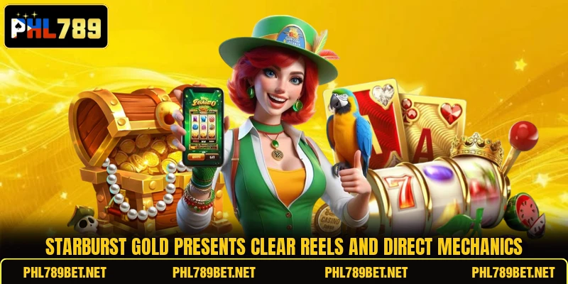 Starburst Gold presents clear reels and direct mechanics