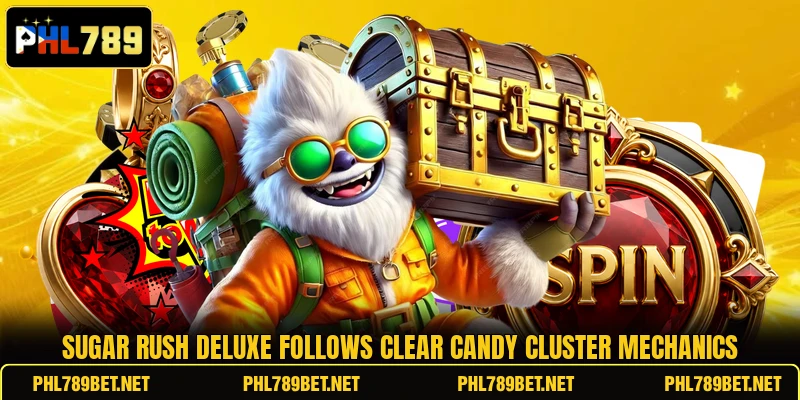 Sugar Rush Deluxe follows clear candy cluster mechanics