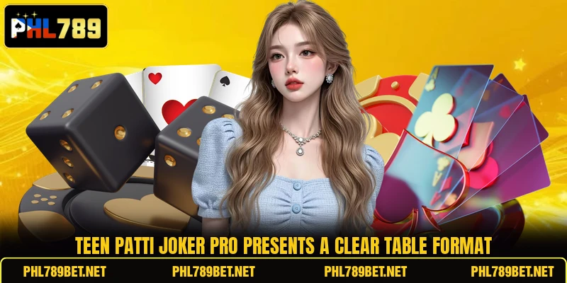 Teen Patti Joker Pro presents a clear table format
